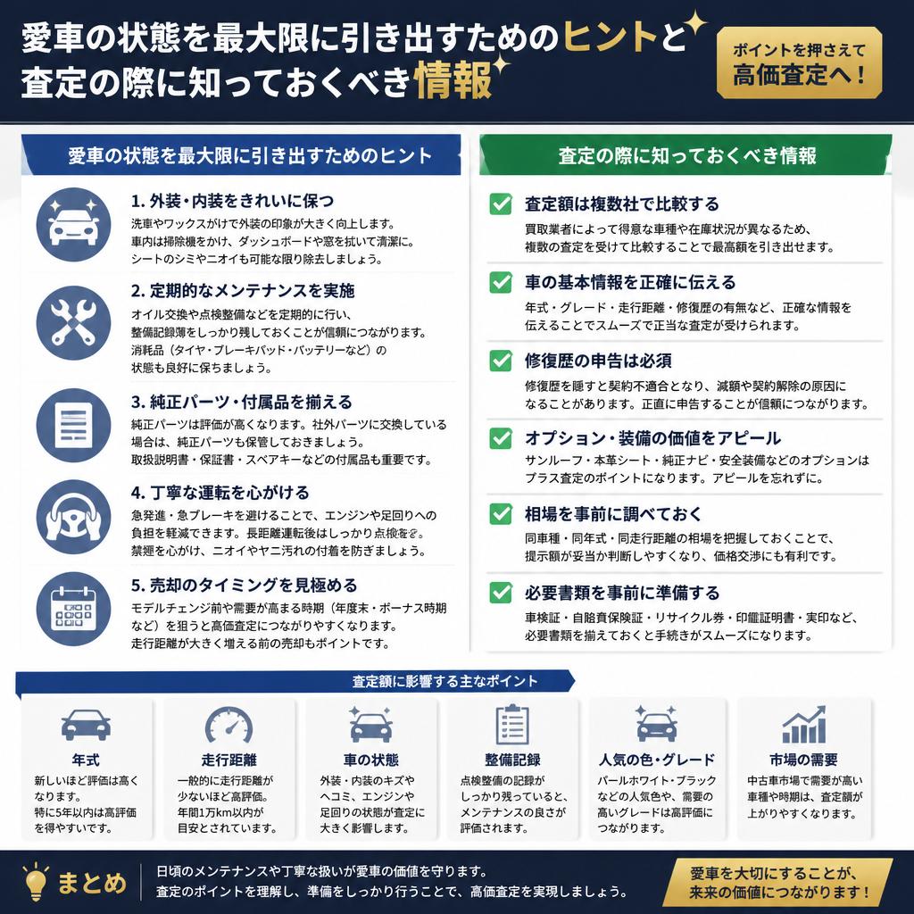 愛車を高く売るためのポイント