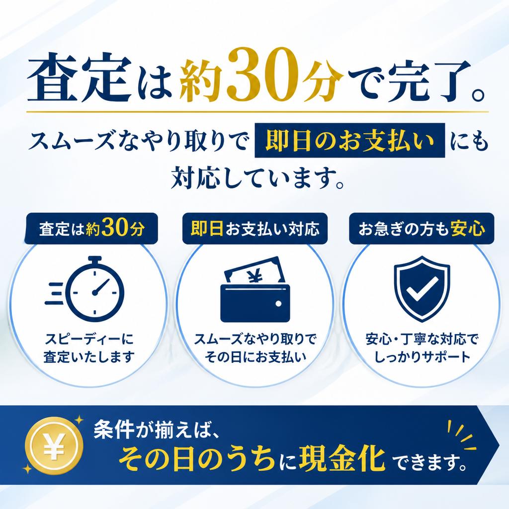 スピーディな査定で即日現金化